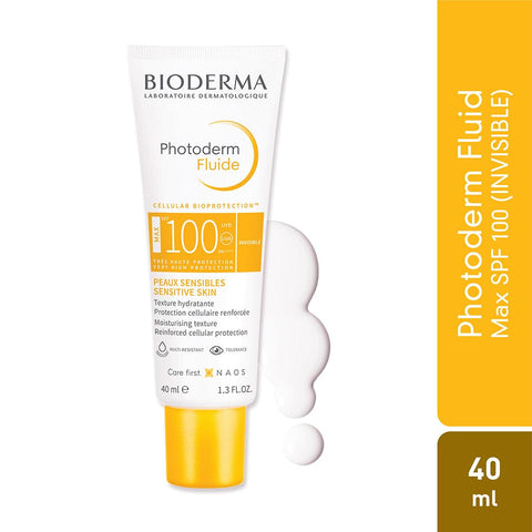 High SPF protection with BIODERMA Photoderm Max Fluid SPF 100 Invisible sunscreen, perfect for sensitive skin. Available now in Pakistan.