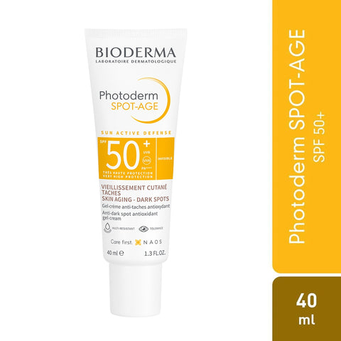 BIODERMA Photoderm SPOT-AGE SPF 50+ invisible gel-cream for anti-aging sun protection.