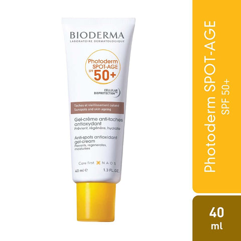 BIODERMA Photoderm SPOT-AGE SPF 50+ invisible gel-cream for anti-aging sun protection.