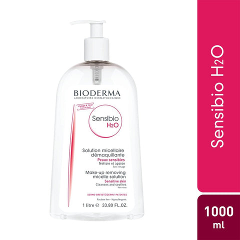 BIODERMA Sensibio H2O micellar water 1000ml, the ultimate makeup remover for sensitive skin, available in Pakistan.