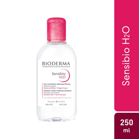 BIODERMA Sensibio H2O micellar water 250ml, perfect for removing makeup and soothing sensitive skin.