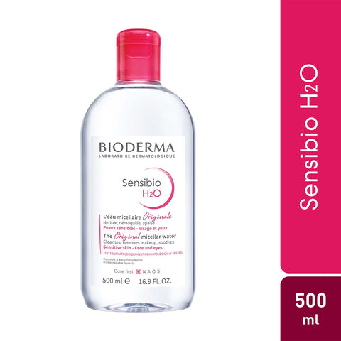 Shop BIODERMA Sensibio H2O, the original micellar makeup remover water in a 500ml bottle, for gentle and effective cleansing in Pakistan.