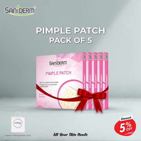 Saniderm Pimple Patch Pack of 5 with a special discount offer on uniferozshop.com for effective acne treatment.