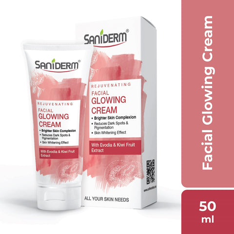 Saniderm's Rejuvenating Facial Glowing Cream 50ml with Sophora Flavescens for the ultimate skin glow and dark spot correction, SPF-20 included.