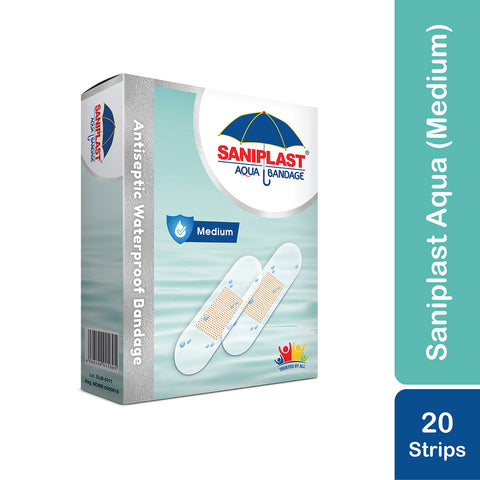 Order Saniplast Aqua Medium Waterproof Bandage 20 Strips at competitive prices in Pakistan and ensure your wounds are protected.